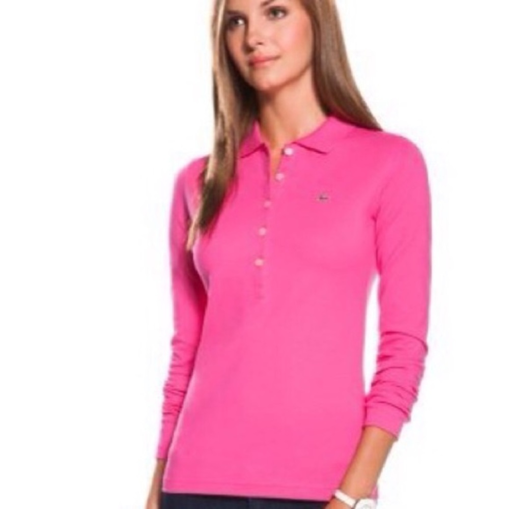 Lacoste Hot Pink Long Sleeved Polo